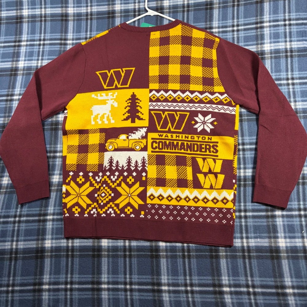NFL Washington Commanders Ugly Christmas Sweater Mens XL Burgundy Gold New Tags - Picture 7 of 7